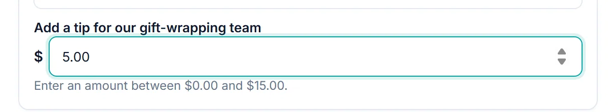 Custom price tip field filled in on the Personalized Gift Box demo product