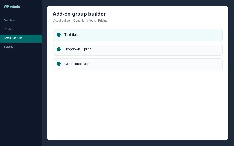 Create add-on groups in the visual editor