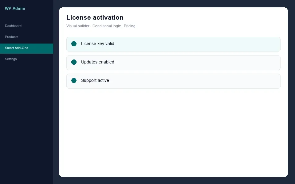 Activate Smart Add-Ons license key
