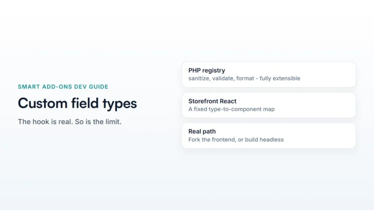 Register a custom field type in Smart Add-Ons: the PHP registry and its limit