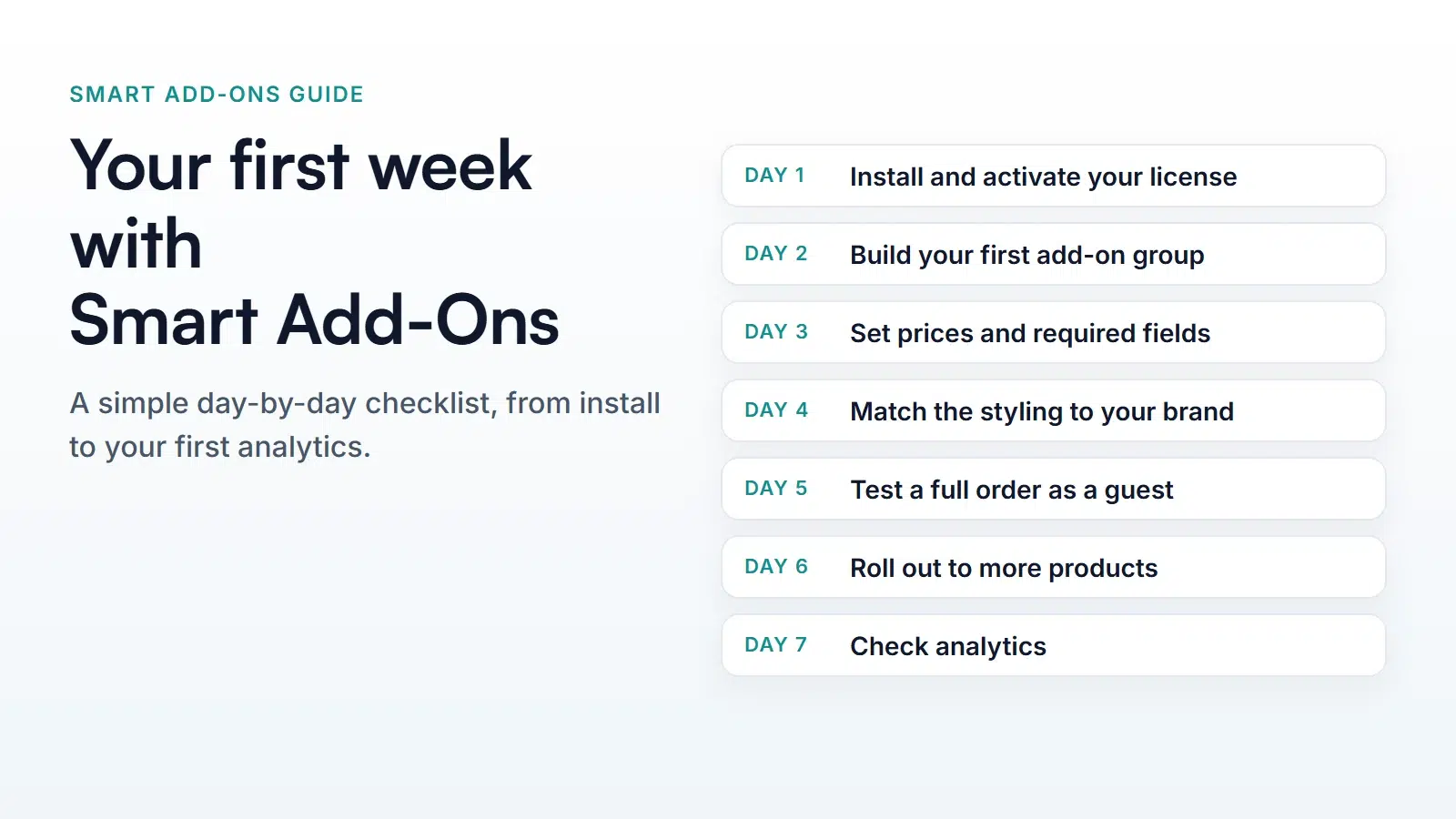 Getting Started with Smart Add-Ons: Your First Week Checklist
