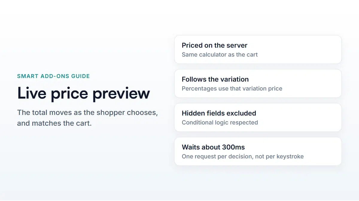 WooCommerce Live Price Preview: 3 Triggers, 1 Right Total