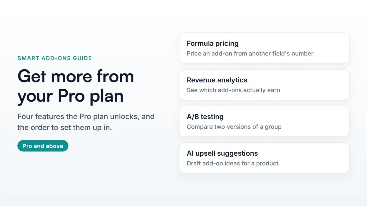 Smart Add-Ons Pro Plan: 4 Features With Easy Setup Steps