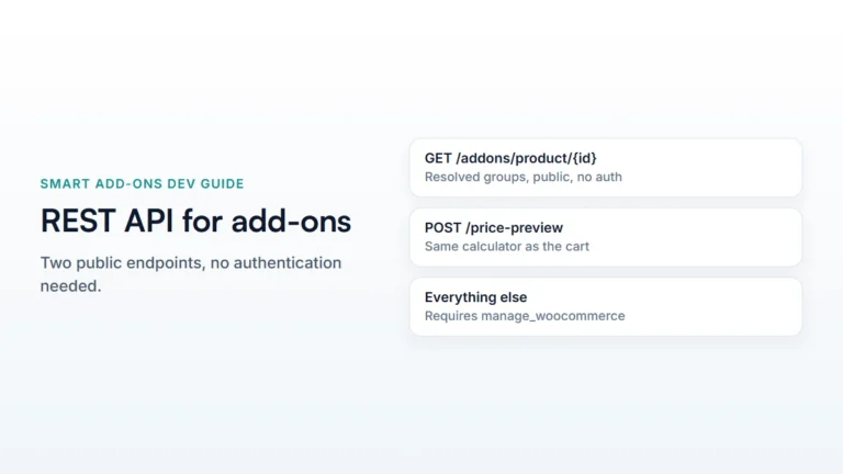 Smart Add-Ons REST API: two public endpoints, no authentication needed