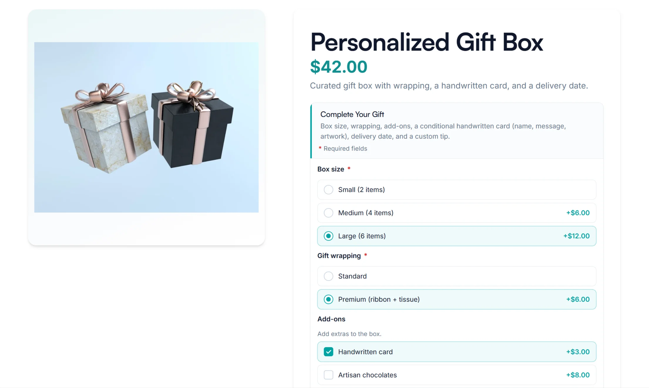 Smart Add-Ons on a WooCommerce product page